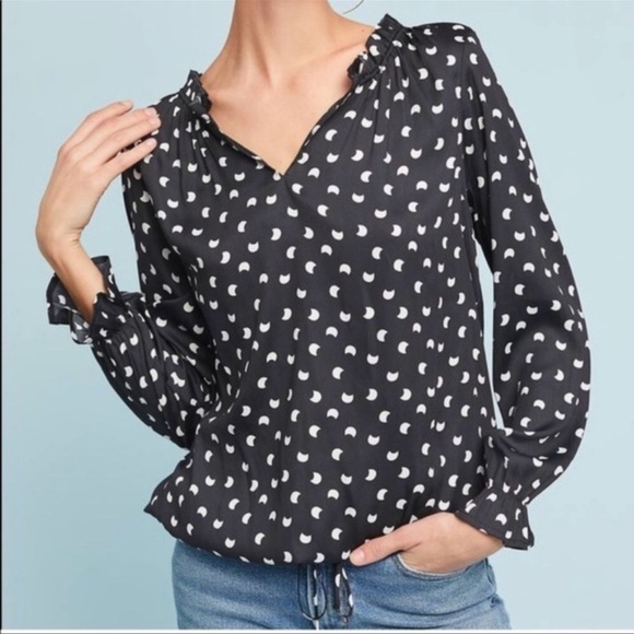 Anthro Dolan French Quarter black crescent moon top NWT Size Small - Picture 1 of 12